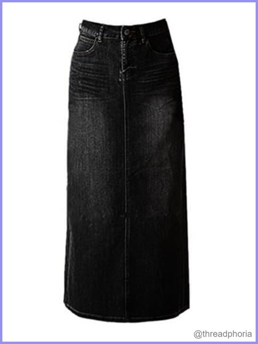 Long Denim Maxi Skirt Jean High Waisted Stretch Slit Pockets